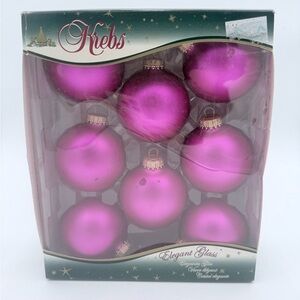 Vintage Christmas By Krebs Glass Hot Pink Bubble Gum Velvet Ornaments Set of 8